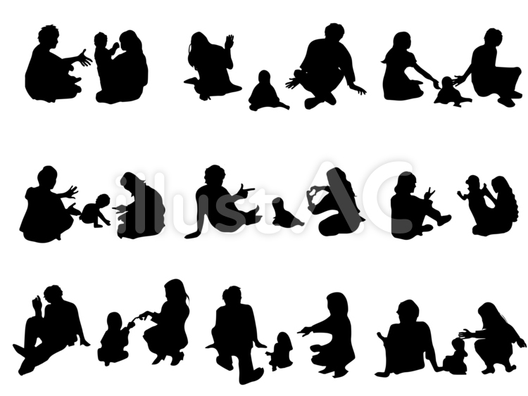 座る家族のシルエット素材イラスト No 無料イラストなら イラストac