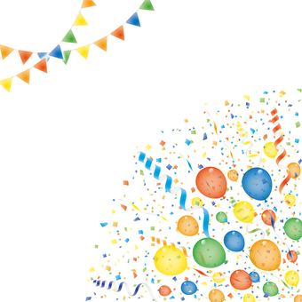 紙吹雪55 紙吹雪,リボン,風船,旗,背景,飾り,パーティー,パレード,イベント,舞うのイラスト素材