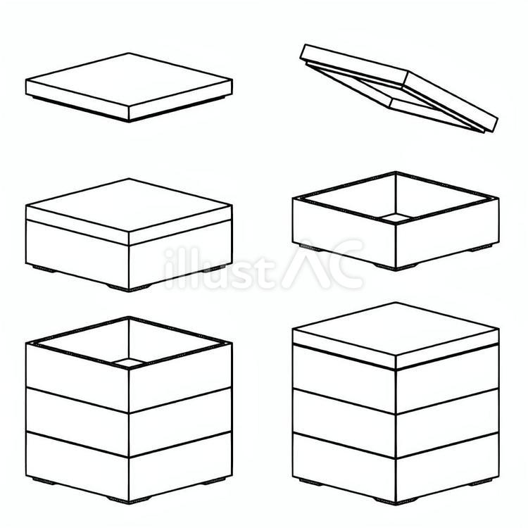 重箱の線画 重箱,弁当箱,3段のイラスト素材