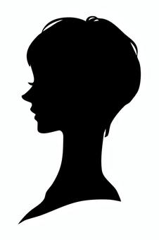 女性の横顔シルエット（ベリーショート） シルエット,女性,女,髪型,ヘアスタイル,ベリーショート,ショートカット,美容,髪,横顔のイラスト素材