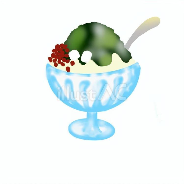 かき氷　宇治金時　手描き かき氷,夏,抹茶のイラスト素材