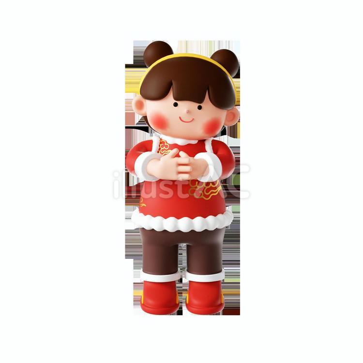 3D レンダリング 中国の伝統的なフワ イラスト 06 人物,可愛い,挿し絵のイラスト素材