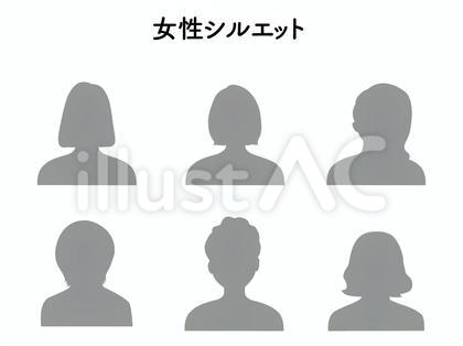 女性シルエット グレーアイコンセット01