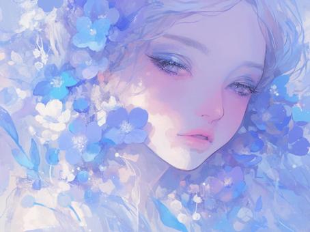 髪に花を飾った女性