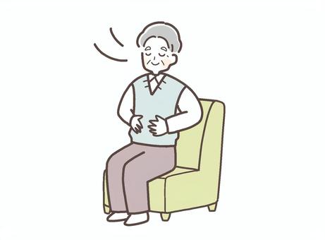 椅子に座って深呼吸するシニア男性 年配,男性,シニア,深呼吸,マインドフルネス,瞑想,リラックス,椅子,中年,座るのイラスト素材