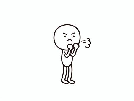 気合いを入れる棒人間のイラスト 気合い,応援,サポート,ファイト,頑張れ,鼻息,人,人物,棒人間,イラストのイラスト素材