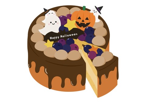 ハロウィンケーキ　パンプキン ハロウィン,パンプキン,ケーキ,スイーツ,かわいい,ポップ,おばけ,お化け,こうもり,文字のイラスト素材