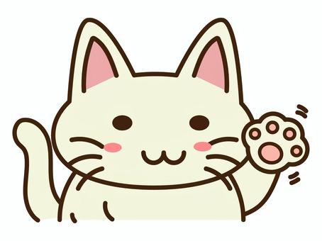Illustration, chat, main, se serrer la main, 