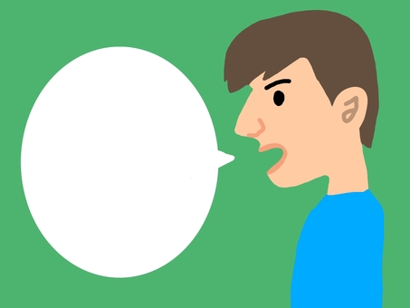 男性がコメントしているイラスト 男性,人物,コメント,吹き出し,漫画,しゃべる,言う,話す,説明のイラスト素材