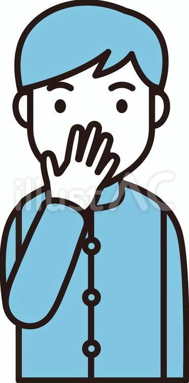 口を押さえている男子学生のイラスト 学生,驚く,男のイラスト素材