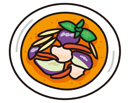 タイ料理レッドカレー レッドカレー,タイ,タイ料理,ココナッツミルク,カレー,タイカレー,ナス,たけのこ,アジアンフード,エスニックのイラスト素材