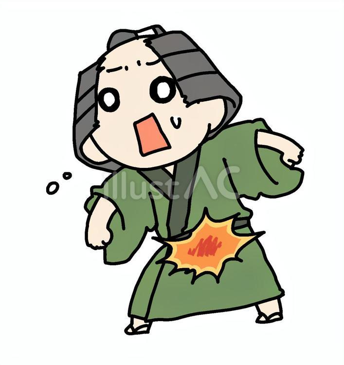 股間を強打する町民 町民,股間,強打のイラスト素材
