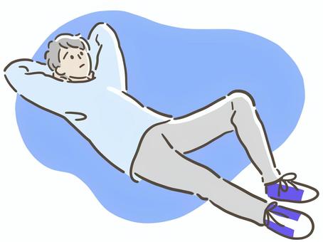 退屈そうな男性 仰向け,退屈,寝転がる,メンタルヘルス,ストレス,つまらない,暇,休む,面倒,落ち着かないのイラスト素材