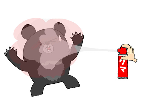 クマよけスプレー クマよけ,スプレー,缶,噴射,pop調,手描き,挿絵,ワンポイント,素材,商用可のイラスト素材