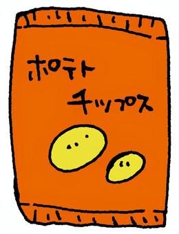 ポテトチップス（袋） ポテトチップス,ポテト,じゃがいも,おやつ,おつまみ,スナック,菓子,駄菓子,油,間食のイラスト素材