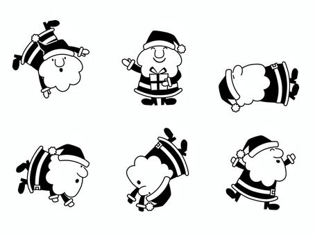 色んなポーズのサンタクロースのセット クリスマス,サンタクロース,プレゼント,可愛い,セット,おしゃれ,北欧,冬,ポーズ,モノクロのイラスト素材