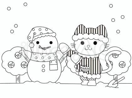楽しいぬりえ_雪だるまを作ったよ