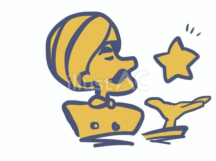手から星を出すインド人の横顔 インド,インド人,ターバンのイラスト素材