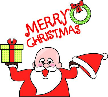 サンタクロースハゲ　 サンタクロース,挨拶,ハゲ,ヒゲ,老人,クリスマス,プレゼント,帽子,英語のイラスト素材