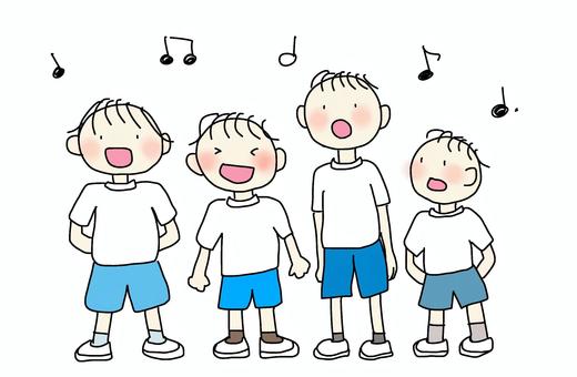 みんなで歌う　カラー みんな,歌う,合唱,子ども,小学生,幼児,小学校,幼稚園,保育園,こども園のイラスト素材