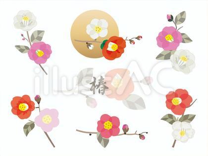 花の飾り枠67_椿