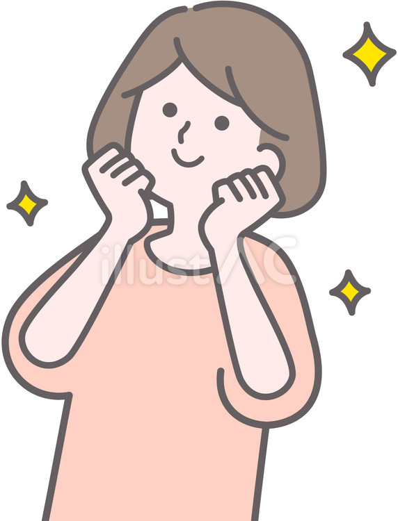 ワクワクする女性　興味を持つ　いいなあ ワクワク,喜ぶ,嬉しいのイラスト素材