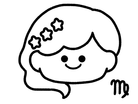乙女座（線） 乙女座,女性,黄道十二宮,星座,12星座,占い,星,西洋占星術,ホロスコープ,サインのイラスト素材