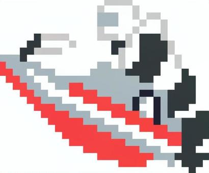 ドット絵の白のボートレーサーです。 ドット絵,ボートレーサー,シンプル,競艇,選手,モーターボート,レース,スピード,水上,スポーツのイラスト素材