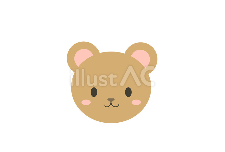 くまの顔 白背景,かわいい,アイコンのイラスト素材