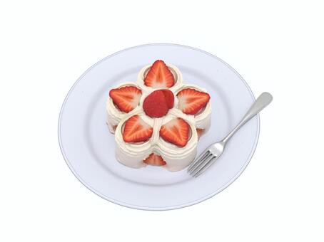 春のイチゴのショートケーキ イチゴ,ケーキ,スィーツ,甘味,生クリーム,食品のイラスト素材