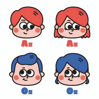 ポップな血液型イラスト(A型&O型) ポップな血液型イラスト(A型&O型) 血液型,診断,占い,a型,o型,女の子,男の子,擬人化,アメコミ,ポップのイラスト素材