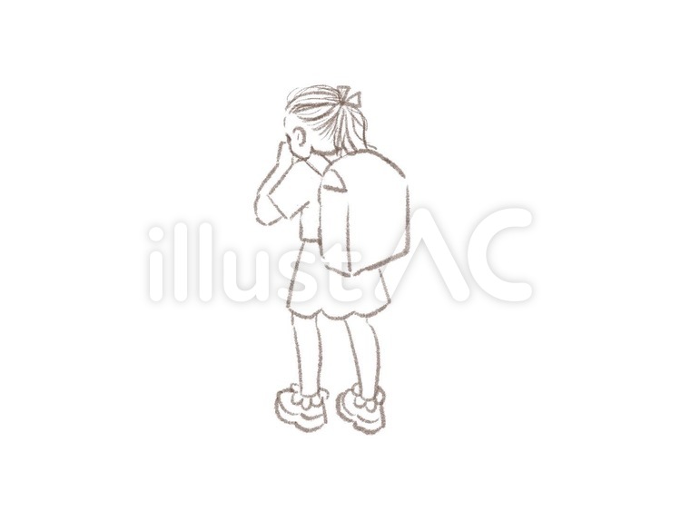 登校日 登校,学校,ランドセルのイラスト素材