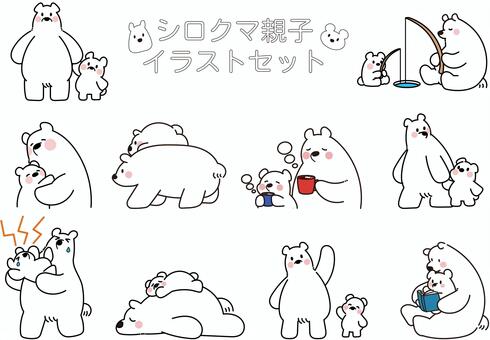 Illustration, polar bear, tiny, fishing, 