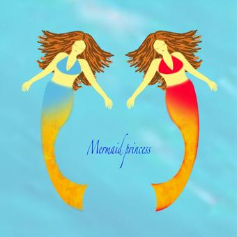 人魚姫2 人魚,人魚姫,海,潜る,泳ぐ,御伽話のイラスト素材