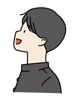 上を向く学ランの男子学生 男子,男子高校生,高校生,中学生,学生,男性,男,学ラン,シンプル,上のイラスト素材