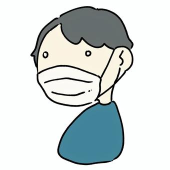 不織布マスクをつける男性 不織布,マスク,感染症,感染予防,男性,対策,防止,医療,かぜ,花粉のイラスト素材