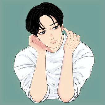 よそ見ボーイ よそ見,黒髪,青年,イケメン,漫画のイラスト素材