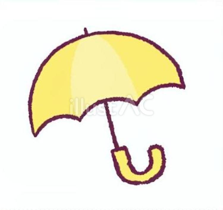 子ども用雨傘の手描きイラスト 雨傘,日用品,黄色のイラスト素材