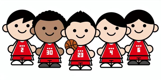 バスケットボールのチーム バスケ,バスケットボール,バスケ選手,バスケ部,バスケットボール選手,バスケットボール部,アスリート,スポーツ選手,スポーツ,選手のイラスト素材