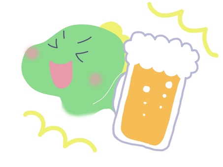 Illustration, cheers, dinosaur, beer, 