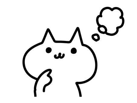 考える猫 考える猫 猫,白猫,可愛いのイラスト素材