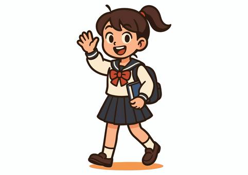 本を持つ制服姿の女子学生のイラスト 本を持つ制服姿の女子学生のイラスト 女子学生,学生,制服,セーラー服,本,通学,学校,キャラクター,笑顔,イラストのイラスト素材
