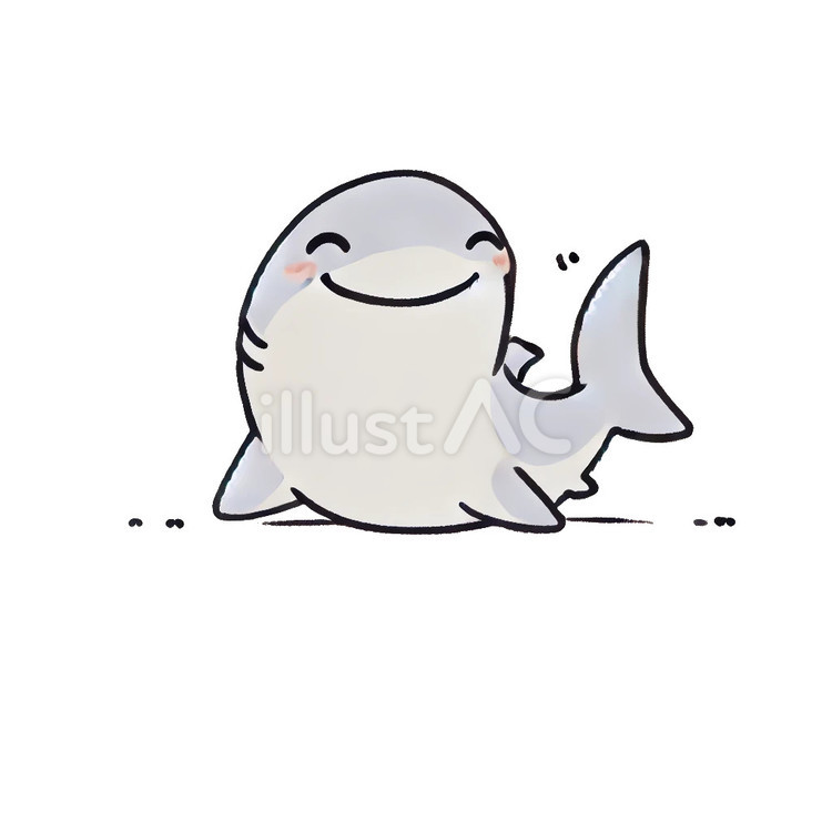 ゆるい感じのサメイラスト サメ,キャラクター,可愛いのイラスト素材