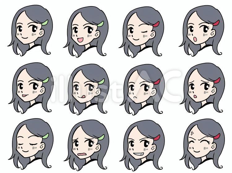 女の子　表情いろいろ4 女の子,表情,喜怒哀楽のイラスト素材