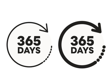 回転矢印と365日のアイコン 回転,矢印,365日,365days,365d,対応,問い合わせ,一年,年中無休,一年中のイラスト素材
