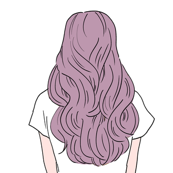 ロングヘアスタイル（ピンクカラー） ロングヘア,ヘアスタイル,長髪,ピンク,女性,後ろ姿のイラスト素材