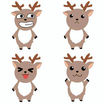トナカイセット　線画なし トナカイ,動物,角,セット,表情,かわいい,デフォルメのイラスト素材