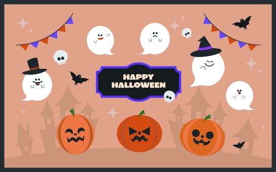かわいいハロウィンのイラストセット ハロウィン,ハロウィーン,ジャックオランタン,お化け,おばけ,イベント,ゴースト,コウモリ,秋,10月のイラスト素材