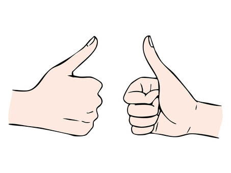 手書きのハンドサイン　Good（カラー） 手,ポーズ,ハンドサイン,手書き,手描き,イラスト,グッド,グッジョブ,ok,ナイスのイラスト素材