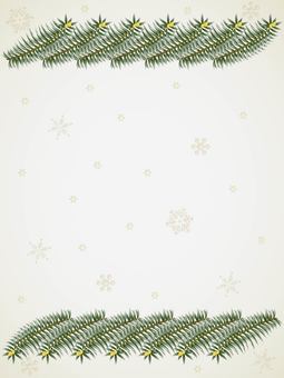 もみの木・雪の結晶-縦-１ もみの木,クリスマス,雪の結晶,12月,冬,枝,フレーム,カード,季節,自然のイラスト素材